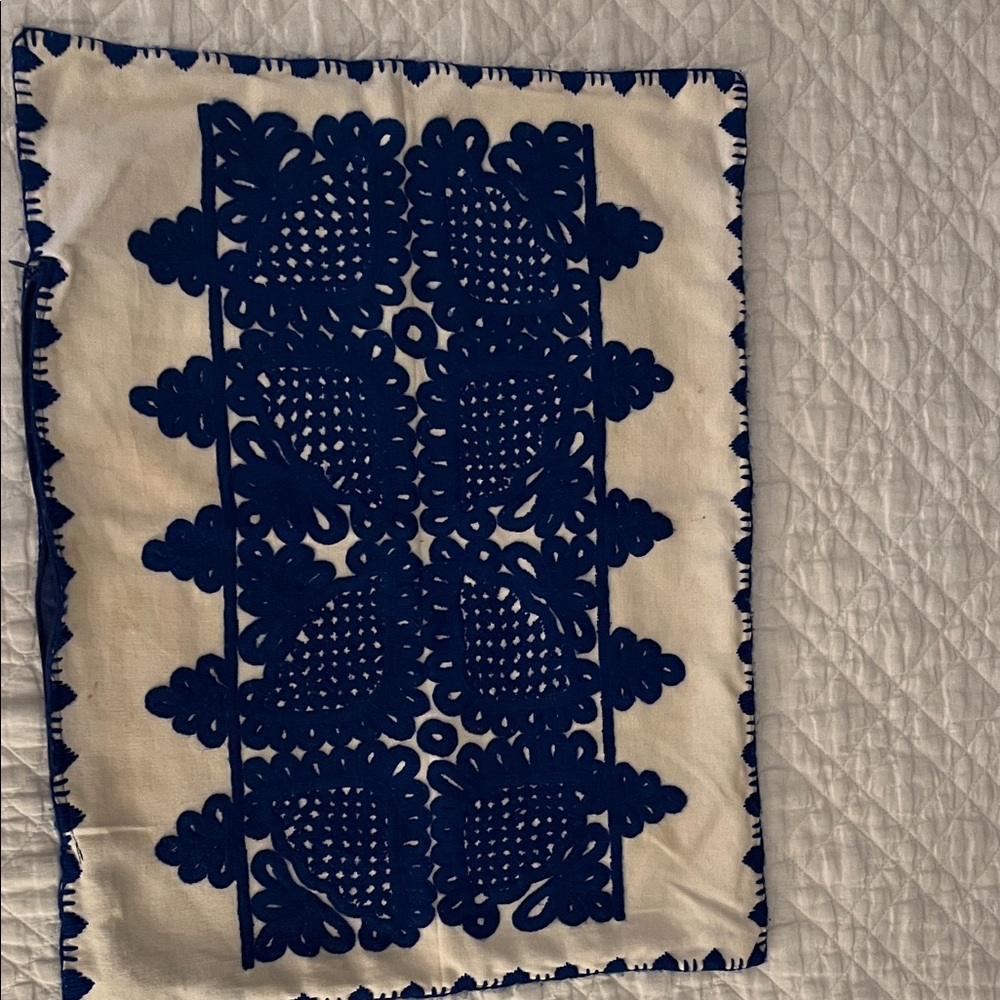 Navy and Cream Accent Pillow